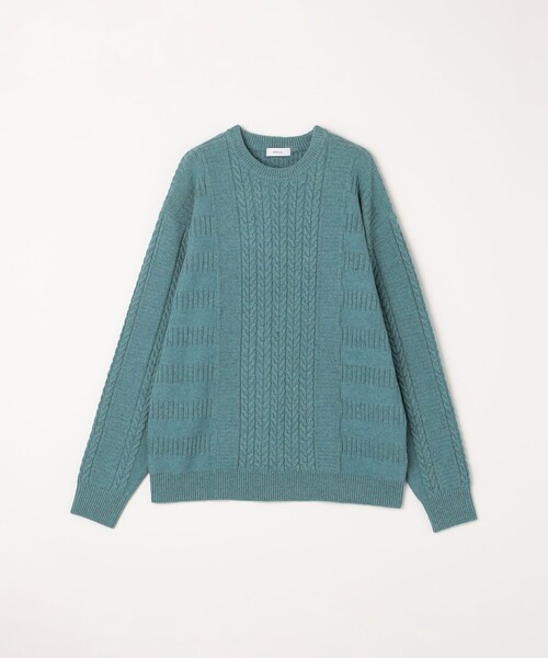 SHIPS any(シップス エニィ)の「SHIPS any:〈手洗い可能〉アラン / ガーター 編み リラックス クルーネック ニット◇(ニット/セーター・メンズ・レッド系/ライトグレー/ライム/ダークグレー/ネイビー・SMALL/MEDIUM/LARGE/X-LARGE)」の11枚目の写真