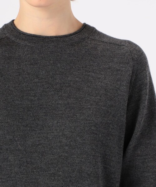 BACCA（バッカ）の「ウールムリネ クルーネックニットプルオーバー（ニット/セーター・レディース・チャコールグレー/ベージュ・S）」の7枚目の写真