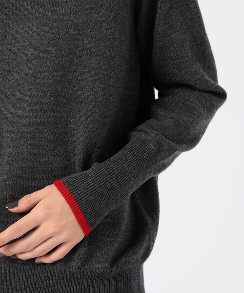 BACCA（バッカ）の「ウールムリネ クルーネックニットプルオーバー（ニット/セーター・レディース・チャコールグレー/ベージュ・S）」の9枚目の写真