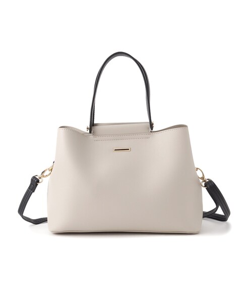 SHOO・LA・RUE（シューラルー）の「【通勤/セレモニー/2WAY】フロントバー金具3層トート（トートバッグ・レディース・ブラック/アイボリー/ベージュ系その他7・00）」の8枚目の写真