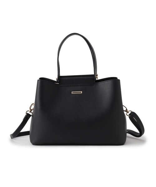 SHOO・LA・RUE（シューラルー）の「【通勤/セレモニー/2WAY】フロントバー金具3層トート（トートバッグ・レディース・ブラック/アイボリー/ベージュ系その他7・00）」の4枚目の写真