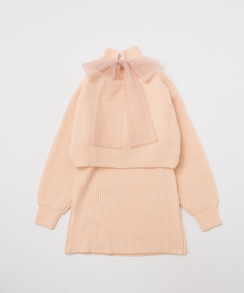 one after another NICE CLAUP(ワンアフターアナザーナイスクラップ)の「2枚セットバックリボンニットワンピース(ワンピース・レディース・ベビーピンク/オフホワイト/モカ・FREE)」の5枚目の写真