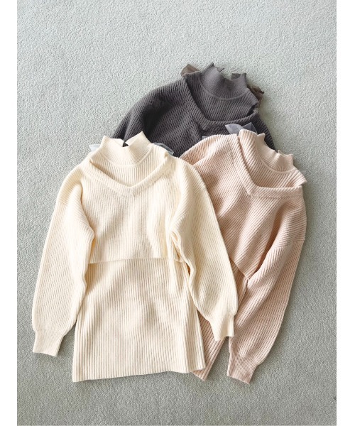 one after another NICE CLAUP(ワンアフターアナザーナイスクラップ)の「2枚セットバックリボンニットワンピース(ワンピース・レディース・ベビーピンク/オフホワイト/モカ・FREE)」の7枚目の写真