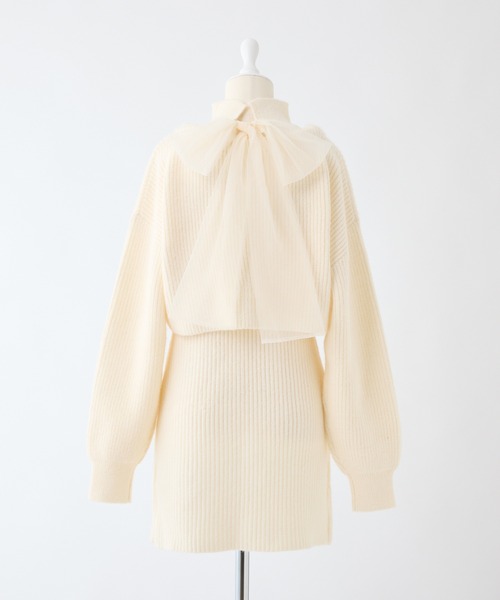 one after another NICE CLAUP(ワンアフターアナザーナイスクラップ)の「2枚セットバックリボンニットワンピース(ワンピース・レディース・ベビーピンク/オフホワイト/モカ・FREE)」の11枚目の写真