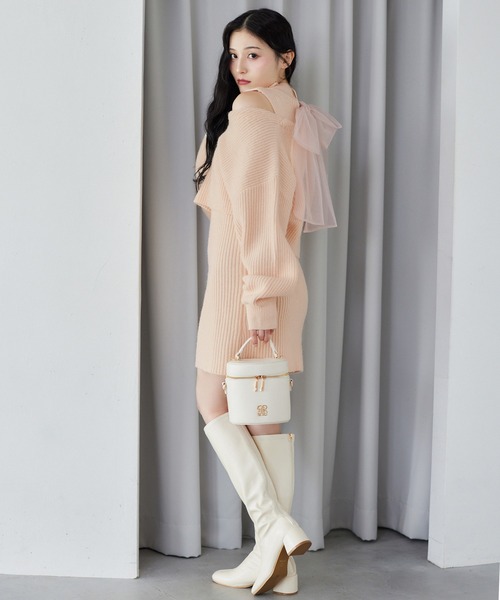one after another NICE CLAUP(ワンアフターアナザーナイスクラップ)の「2枚セットバックリボンニットワンピース(ワンピース・レディース・ベビーピンク/オフホワイト/モカ・FREE)」の20枚目の写真