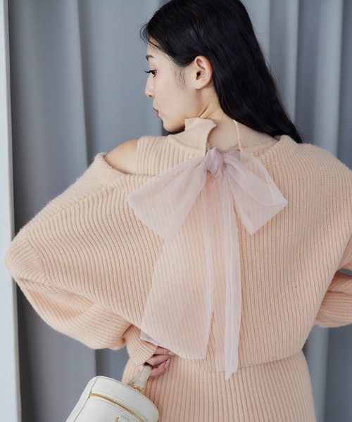 one after another NICE CLAUP(ワンアフターアナザーナイスクラップ)の「2枚セットバックリボンニットワンピース(ワンピース・レディース・ベビーピンク/オフホワイト/モカ・FREE)」の22枚目の写真