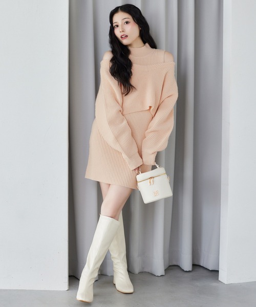 one after another NICE CLAUP(ワンアフターアナザーナイスクラップ)の「2枚セットバックリボンニットワンピース(ワンピース・レディース・ベビーピンク/オフホワイト/モカ・FREE)」の18枚目の写真