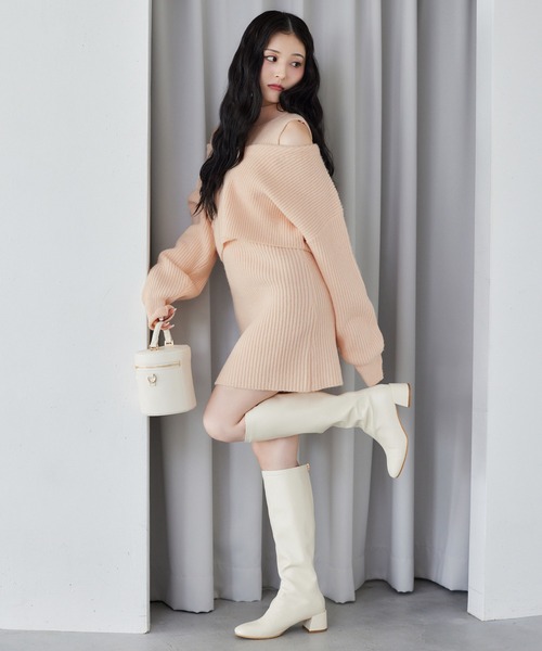 one after another NICE CLAUP(ワンアフターアナザーナイスクラップ)の「2枚セットバックリボンニットワンピース(ワンピース・レディース・ベビーピンク/オフホワイト/モカ・FREE)」の19枚目の写真