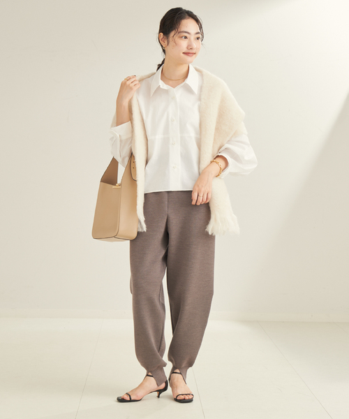 PROTAGONISTA（プロタゴニスタ）の「PROTAGONISTA/プロタゴニスタ 別注 WL KNIT JERSEY パンツ（スラックス・レディース・ブラック/モカ・FREE）」の4枚目の写真