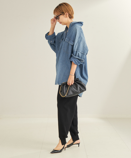 PROTAGONISTA（プロタゴニスタ）の「PROTAGONISTA/プロタゴニスタ 別注 WL KNIT JERSEY パンツ（スラックス・レディース・ブラック/モカ・FREE）」の8枚目の写真