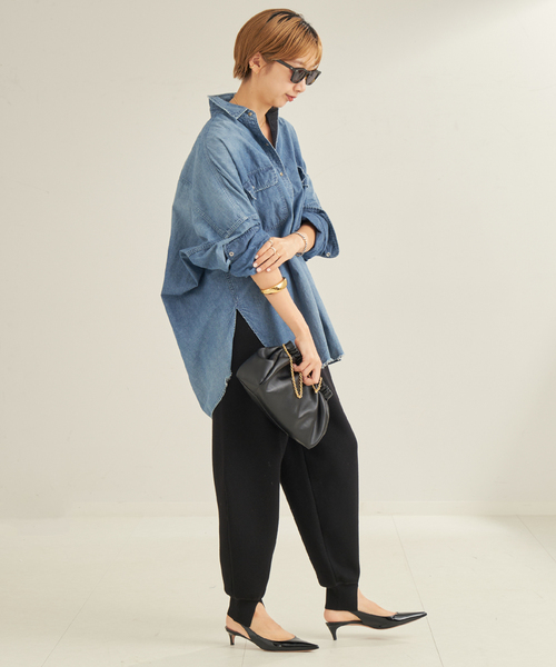 PROTAGONISTA（プロタゴニスタ）の「PROTAGONISTA/プロタゴニスタ 別注 WL KNIT JERSEY パンツ（スラックス・レディース・ブラック/モカ・FREE）」の9枚目の写真