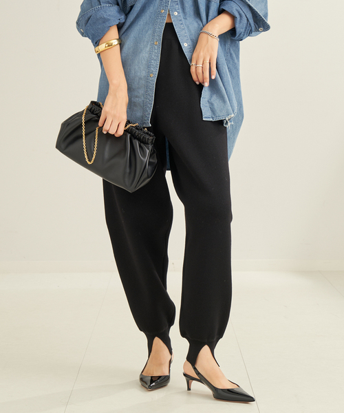 PROTAGONISTA（プロタゴニスタ）の「PROTAGONISTA/プロタゴニスタ 別注 WL KNIT JERSEY パンツ（スラックス・レディース・ブラック/モカ・FREE）」の10枚目の写真