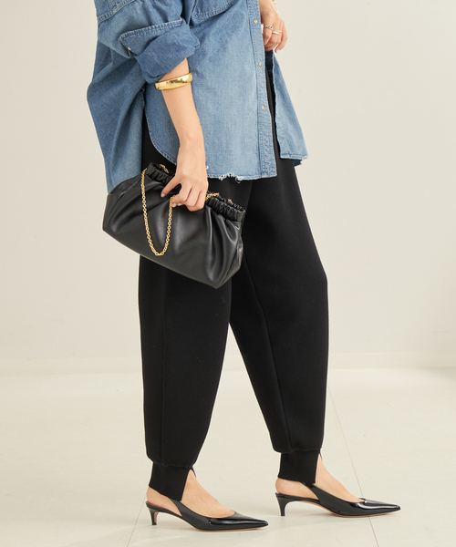 PROTAGONISTA（プロタゴニスタ）の「PROTAGONISTA/プロタゴニスタ 別注 WL KNIT JERSEY パンツ（スラックス・レディース・ブラック/モカ・FREE）」の12枚目の写真