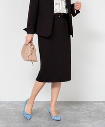 《セットアップ対応》ウォッシャブルウール調サージセミタイトスカート