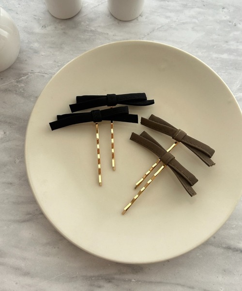 ciite'（シーテ）の「フレンチリボン ヘアピンセット（ヘアピン・レディース・ブラック/カーキ・FREE）」の3枚目の写真