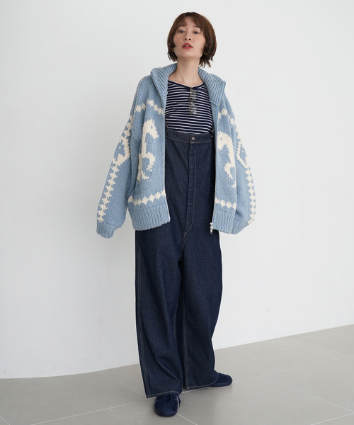 SLOBE citron.（スローブシトロン）の「《WEB限定》SLOBE citron.Funny カウチンニット（カーディガン/ボレロ・レディース・チャコールグレー/サックスブルー・FREE）」の20枚目の写真