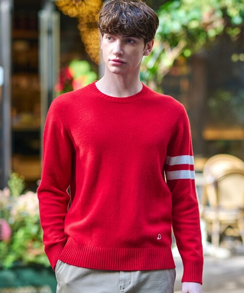 DRESSTERIOR（ドレステリア）の「ラムウール混クルーネックニット（ニット/セーター・メンズ・グリーン/ベージュ/ダークグレー/レッド系1・90/92/91）」の4枚目の写真