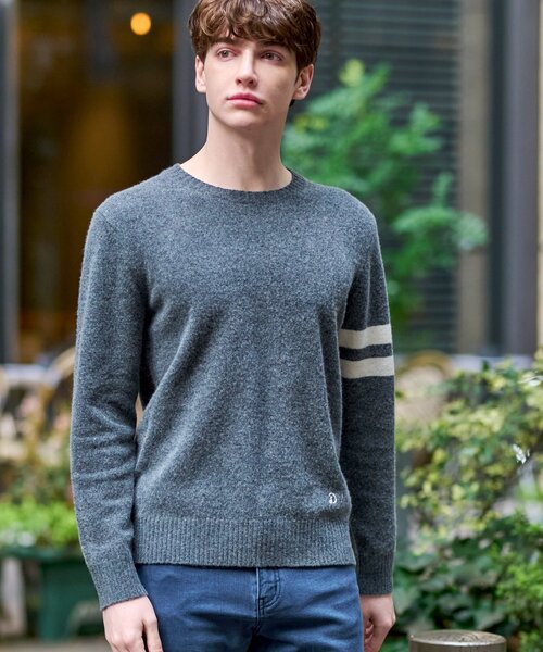 DRESSTERIOR（ドレステリア）の「ラムウール混クルーネックニット（ニット/セーター・メンズ・グリーン/ベージュ/ダークグレー/レッド系1・90/92/91）」の2枚目の写真