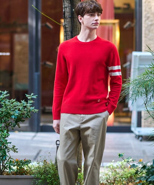 DRESSTERIOR（ドレステリア）の「ラムウール混クルーネックニット（ニット/セーター・メンズ・グリーン/ベージュ/ダークグレー/レッド系1・90/92/91）」の9枚目の写真