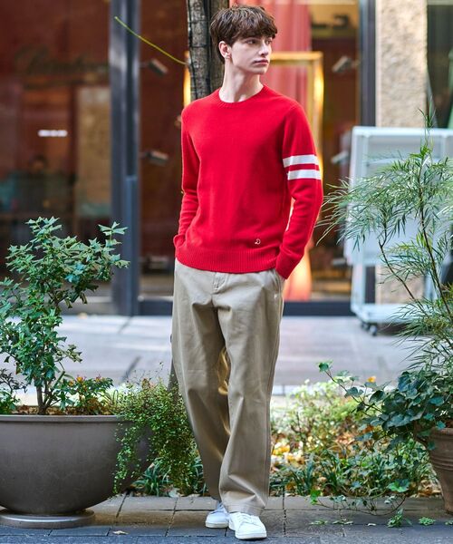 DRESSTERIOR（ドレステリア）の「ラムウール混クルーネックニット（ニット/セーター・メンズ・グリーン/ベージュ/ダークグレー/レッド系1・90/92/91）」の10枚目の写真