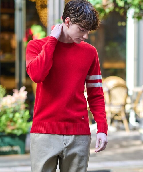 DRESSTERIOR（ドレステリア）の「ラムウール混クルーネックニット（ニット/セーター・メンズ・グリーン/ベージュ/ダークグレー/レッド系1・90/92/91）」の12枚目の写真