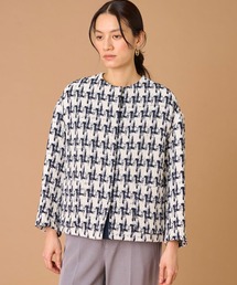 LINTON（リントン）の「千鳥柄ツイードジャケット《LINTON》（ノーカラージャケット）」