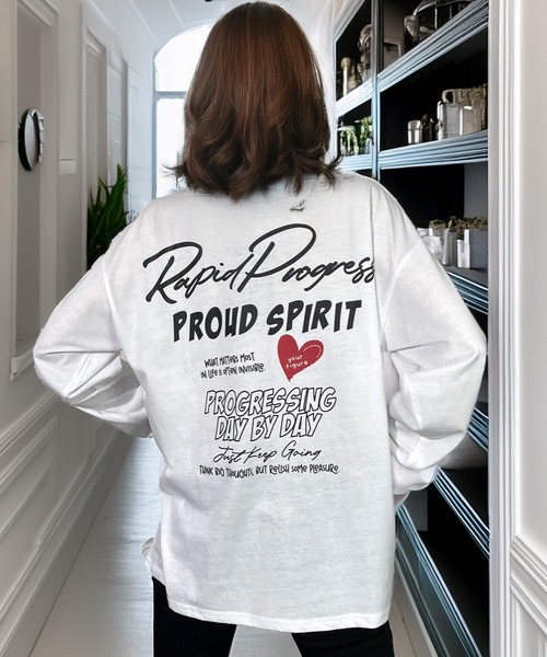 Candlestick(キャンドルスティック)の「ハート レトログラフィック バック オーバーサイズ ロンティ(Tシャツ/カットソー・レディース・ホワイト/ブラック系/モカ/ホワイト系/ブラック/杢グレー/ブラック系1/ダークブラウン/ブラック系2/ホワイト系1・L/LL/M)」の18枚目の写真