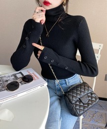 ハイネックニットトップス 長袖ニットソー
