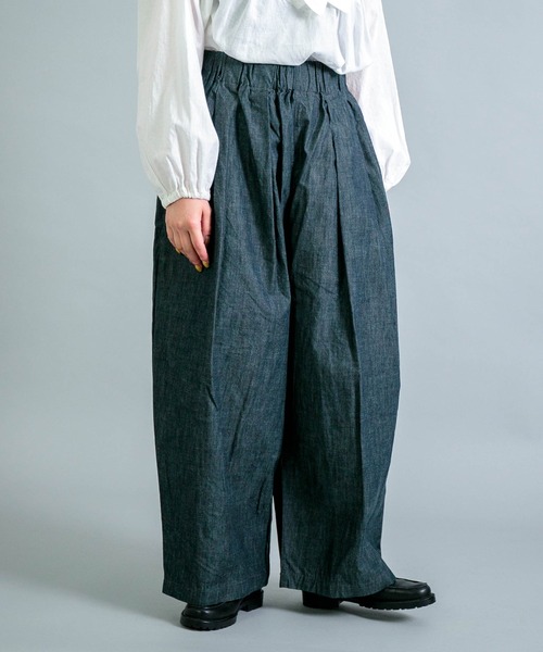Yarmo（ヤーモ）の「[Yarmo] Indigo Chambray Work Pants / インディゴシャンブレー ワークパンツ（デニムパンツ・レディース・インディゴブルー・M）」の2枚目の写真