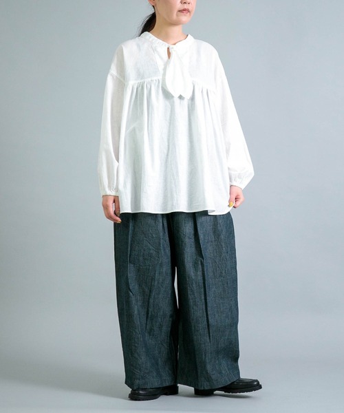 Yarmo（ヤーモ）の「[Yarmo] Indigo Chambray Work Pants / インディゴシャンブレー ワークパンツ（デニムパンツ・レディース・インディゴブルー・M）」の3枚目の写真