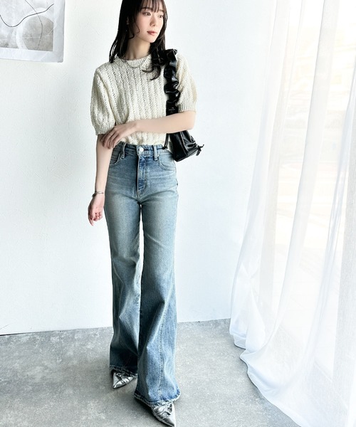 mily bilet（ミウィビレット）の「【mily bilet】キラキラ煌めく洗練アイテム。スパンコール使い透かし編みプルオーバー(ニット)（ニット/セーター・レディース・グレー/ホワイト/ライトグレー・X-LARGE/SMALL/MEDIUM/LARGE）」の5枚目の写真