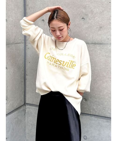 Ungrid(アングリッド)の「ロゴ刺繍ルーズニット(ニット/セーター・レディース・アイボリー/ライトグレー/グリーン・FREE)」の9枚目の写真