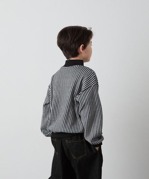 riziere（リジェール）の「ブロックチェックハイネックニットソートップス（ニット/セーター・キッズ・ブラウン/ブラック・150/140/130/120/110/100/90）」の10枚目の写真