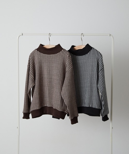 riziere（リジェール）の「ブロックチェックハイネックニットソートップス（ニット/セーター・キッズ・ブラウン/ブラック・150/140/130/120/110/100/90）」の18枚目の写真