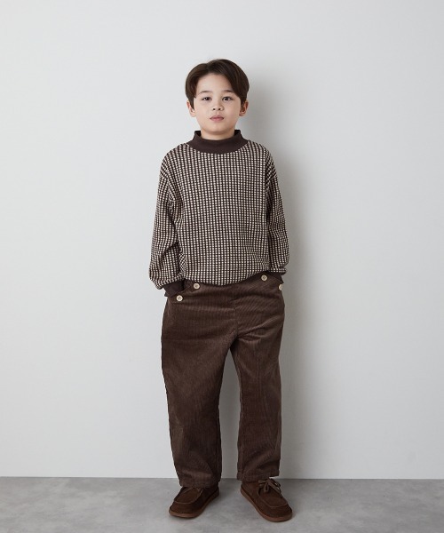 riziere（リジェール）の「ブロックチェックハイネックニットソートップス（ニット/セーター・キッズ・ブラウン/ブラック・150/140/130/120/110/100/90）」の12枚目の写真