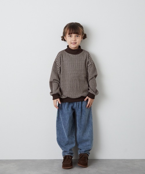 riziere（リジェール）の「ブロックチェックハイネックニットソートップス（ニット/セーター・キッズ・ブラウン/ブラック・150/140/130/120/110/100/90）」の13枚目の写真