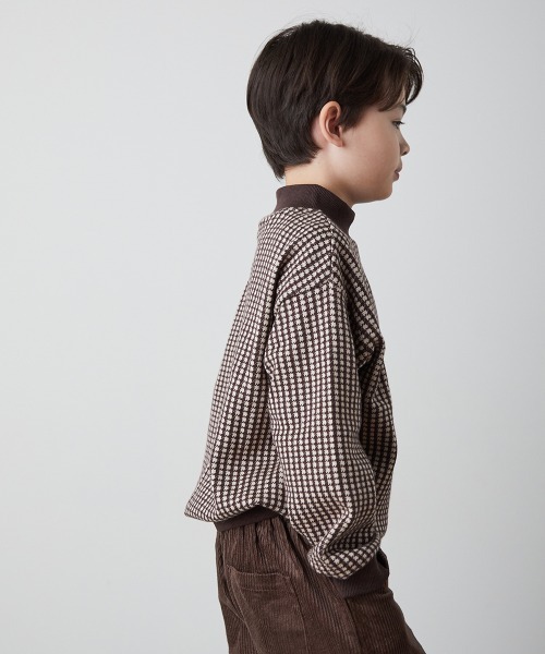 riziere（リジェール）の「ブロックチェックハイネックニットソートップス（ニット/セーター・キッズ・ブラウン/ブラック・150/140/130/120/110/100/90）」の14枚目の写真