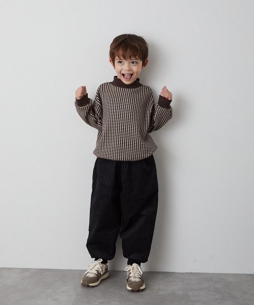 riziere（リジェール）の「ブロックチェックハイネックニットソートップス（ニット/セーター・キッズ・ブラウン/ブラック・150/140/130/120/110/100/90）」の21枚目の写真