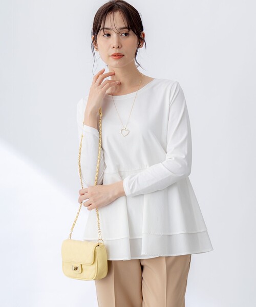 組曲(クミキョク)の「シャツコンビティアード ロングTシャツ(Tシャツ/カットソー・レディース・アイボリー系1/アイボリー系・2/3)」の15枚目の写真