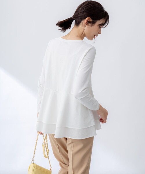 組曲(クミキョク)の「シャツコンビティアード ロングTシャツ(Tシャツ/カットソー・レディース・アイボリー系1/アイボリー系・2/3)」の17枚目の写真