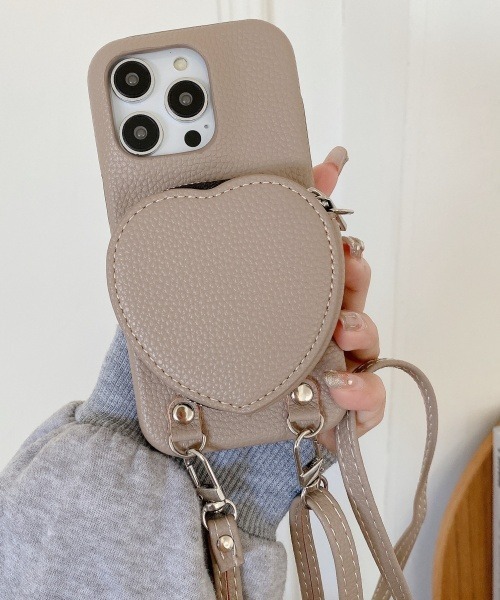 F&D : ハートケース付きiPhoneケース&ショルダー / iPhone15 / 16 / 17