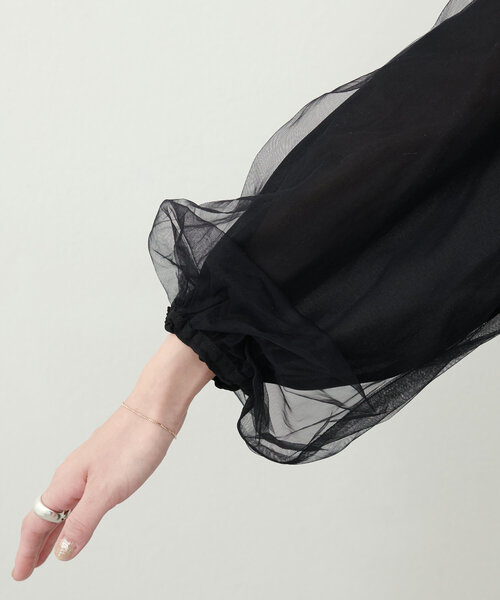 natural couture（ナチュラルクチュール）の「オケージョン対応可 / チュールギャザートップス（シャツ/ブラウス・レディース・ブラック/アイボリー/グレー/ピンク・FREE）」の21枚目の写真