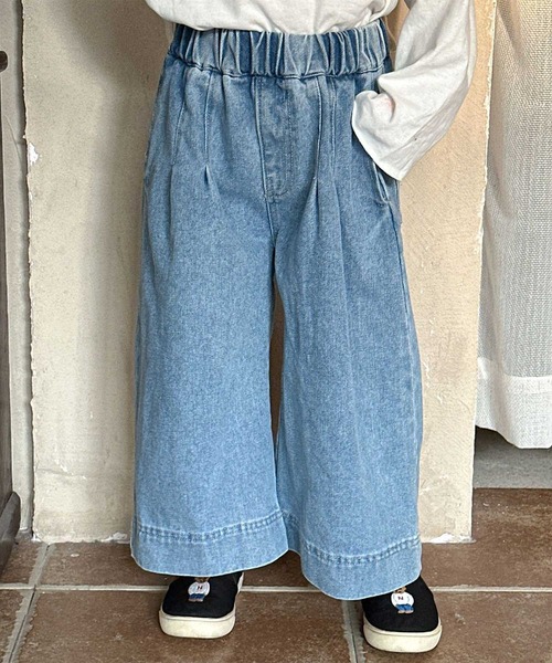 aimoha（アイモハ）の「【aimoha-KIDS-】ワイドデニムパンツ（デニムパンツ・キッズ・ネイビー/ライトブルー・90/100/110/120/130/140/150）」の2枚目の写真