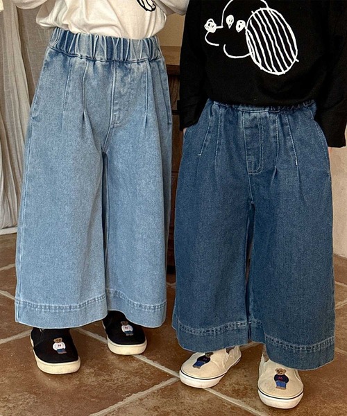 aimoha（アイモハ）の「【aimoha-KIDS-】ワイドデニムパンツ（デニムパンツ・キッズ・ネイビー/ライトブルー・90/100/110/120/130/140/150）」の4枚目の写真