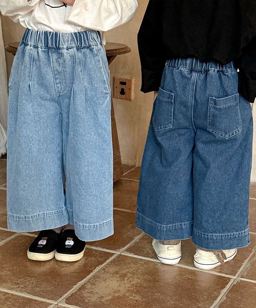 aimoha（アイモハ）の「【aimoha-KIDS-】ワイドデニムパンツ（デニムパンツ・キッズ・ネイビー/ライトブルー・90/100/110/120/130/140/150）」の5枚目の写真