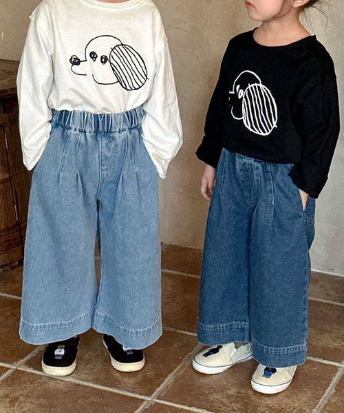 aimoha（アイモハ）の「【aimoha-KIDS-】ワイドデニムパンツ（デニムパンツ・キッズ・ネイビー/ライトブルー・90/100/110/120/130/140/150）」の6枚目の写真