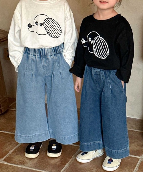 aimoha（アイモハ）の「【aimoha-KIDS-】ワイドデニムパンツ（デニムパンツ・キッズ・ネイビー/ライトブルー・90/100/110/120/130/140/150）」の7枚目の写真