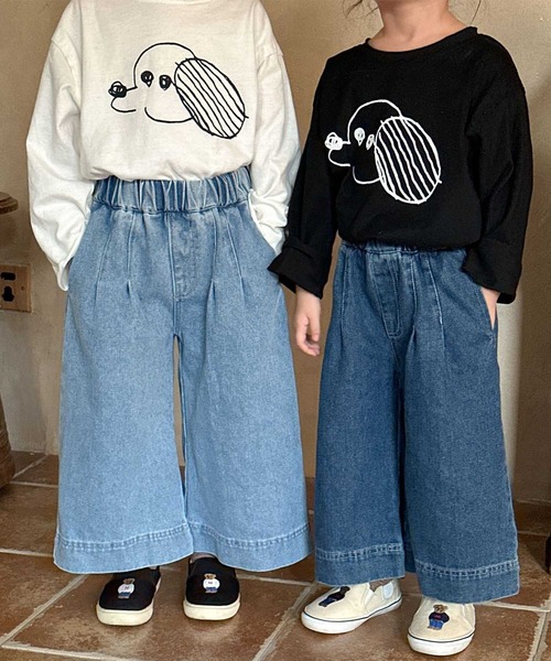 aimoha（アイモハ）の「【aimoha-KIDS-】ワイドデニムパンツ（デニムパンツ・キッズ・ネイビー/ライトブルー・90/100/110/120/130/140/150）」の8枚目の写真