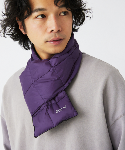 TAION（タイオン）の「TAION / タイオン ベーシック ダウンマフラー TAION-201A（マフラー・メンズ・グレー/カーキ/ブラック/パープル/ネイビー/ベージュ/スミクロ/ブラウン・FREE）」の8枚目の写真