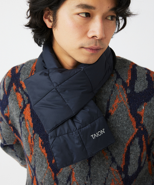 TAION（タイオン）の「TAION / タイオン ベーシック ダウンマフラー TAION-201A（マフラー・メンズ・グレー/カーキ/ブラック/パープル/ネイビー/ベージュ/スミクロ/ブラウン・FREE）」の7枚目の写真